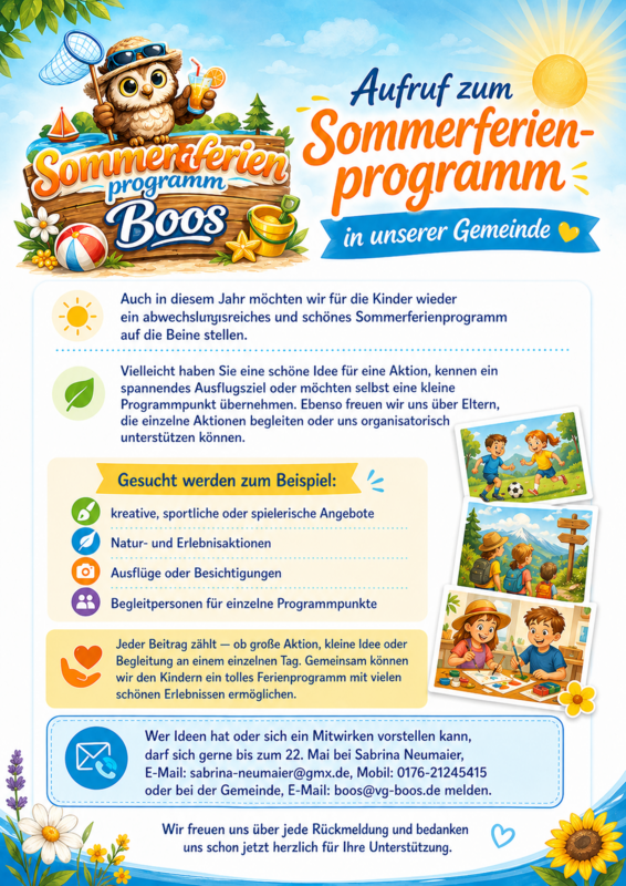 Sommerferienprogramm Aufruf